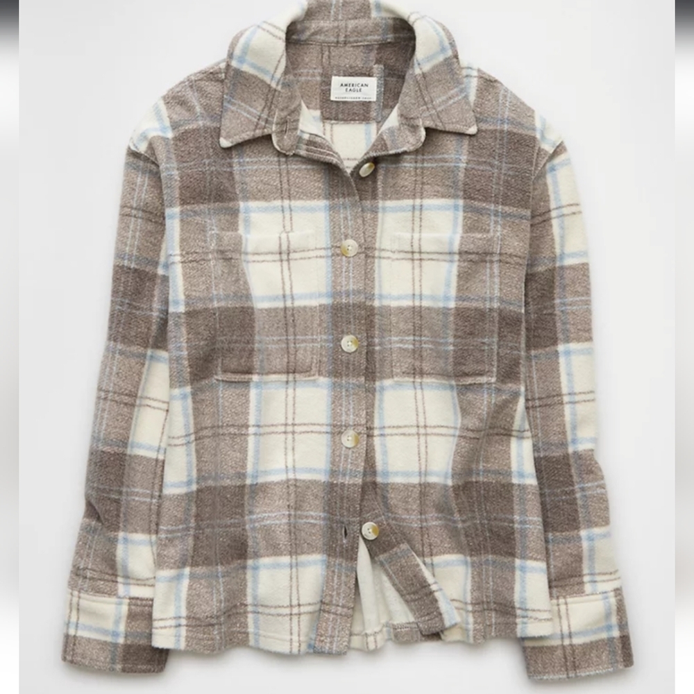 AE fleece plaid shacket